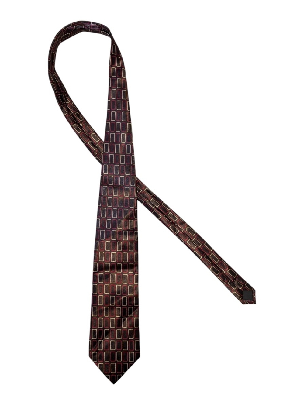 Men's Brown Rectangular Pattern Tie -